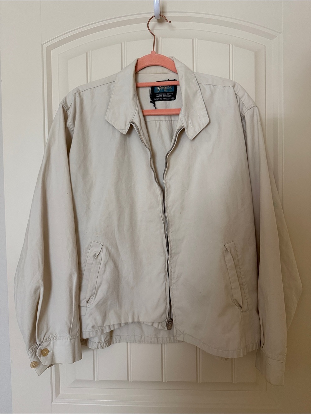 Classic Light Cream Bomber Jacket - Casual Zip Front